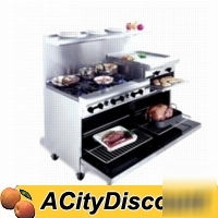 American range 60IN 6 burner w 24IN raised griddle