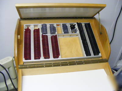 Custom optometrist trial lens cabinet w/trial lens set
