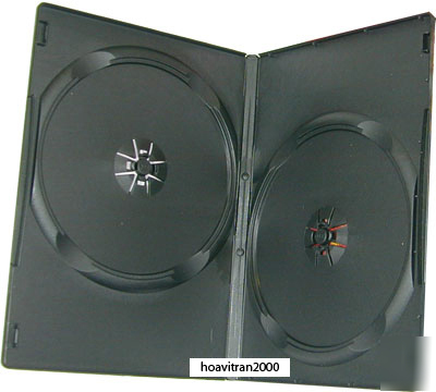 100 slim double cd dvd case box 9MM black movie storage