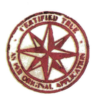 Certified true compass rose rubber stamp