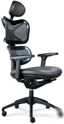 Ergonomic black executive mesh office chair headrest