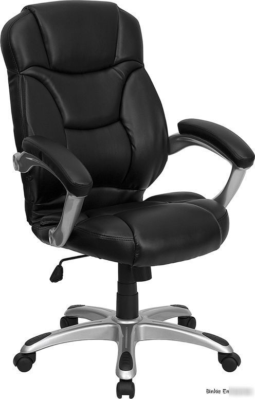Plush black leather hi back computer office desk chair