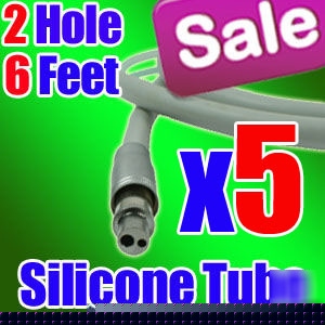 5X dental 6' straight silicone handpiece tubing 2 hole