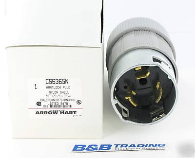 Lot 5 arrow hart CS6365 50A 125/250V 3P 4W groundg plug