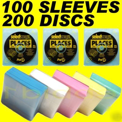 New 100 plastic cd dvd sleeve envelope holder 200 discs 