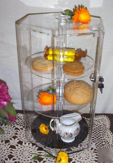 Acrylic bakery-collectible display-cabinet-rack locks 
