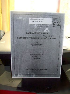 Dumore tool post grinder care and operation manual