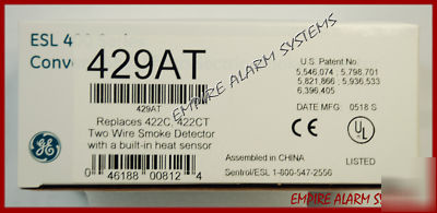 New ge / esl 429AT smoke detector w/ heat sensor 