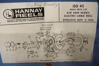 New hannay reels slip ring assembly iso 45 ecr 6600 ser/ 