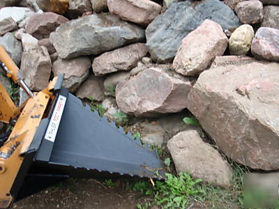 Root ripper stump bucket, skid steer loader, tree spade