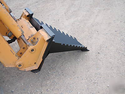Root ripper stump bucket, skid steer loader, tree spade
