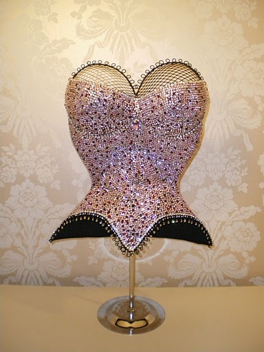 Shabby chic crystal diamond mannequin corset display 