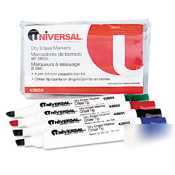 Dry erase chisel tip markers, four-color set, black,