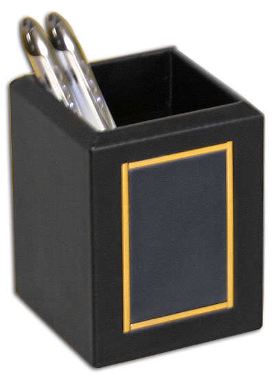 Blue 24KT gold tooled leather pencil cup #A5010