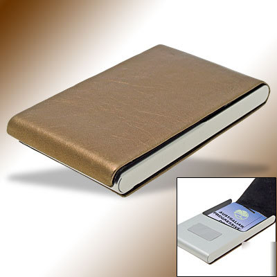 Flip business credit name id card holder brown color