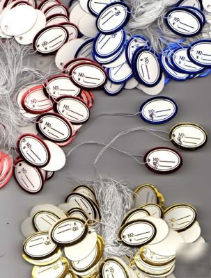 Mtlc edged tags - u choose col - 0VAL - 25MM x 100