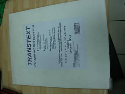 Transtext self adhesive matt clear film 25 A4 sheets