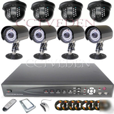 8CH h.264 security network cctv dvr 8 ccd camera system