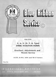 International bd-144C bd-154 diesel pump service manual