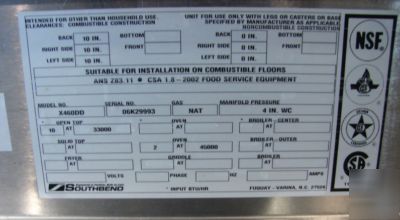 Southbend 10 burner range with double oven, ng