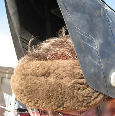 Welder helmet brown merino sheepskin forehead strap pad