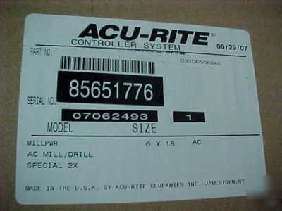 Acu-rite millpower cnc control package msrp $14,500