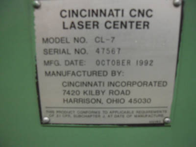 Cincinnati laser: model cl-7