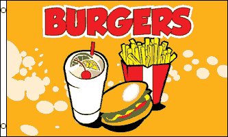 Hamburgers flag banner sign 3' x 5'
