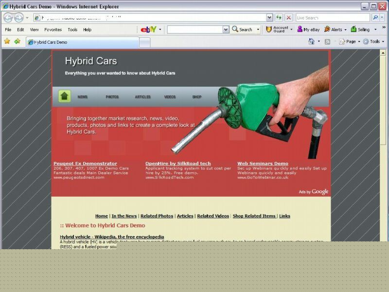 Hybrid cars info rss website with affiliates and domain