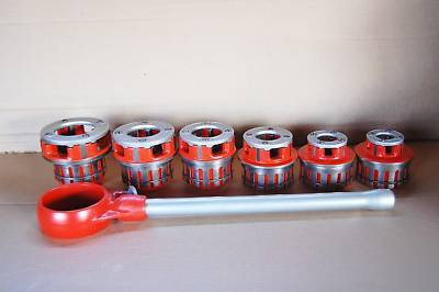 Ridgid 12-r pipe threader & 6 dies plumbing hand tools 