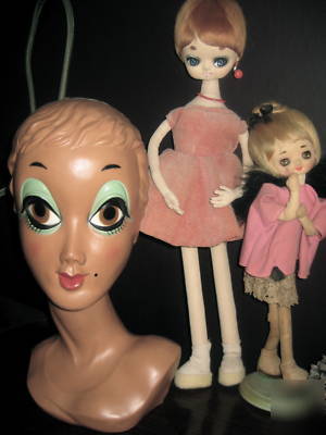 Vintage 1960S twiggy mannequin head hat huard biba