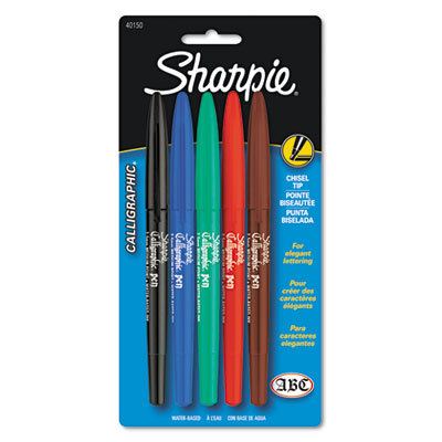 Calligraphc markr black/blue/brown ink medum point 5/pk