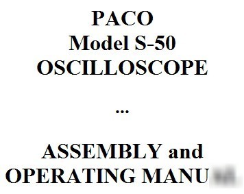 Manual for precision paco oscilloscope s-50 / S50