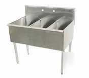 Square corner kitchen sink - three compartment