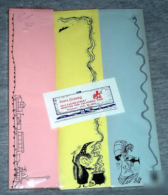Vintage long memo pads witch snake charmer fish+ retro 