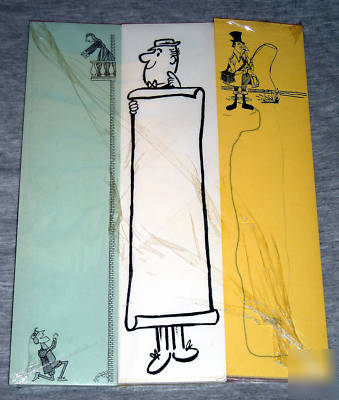 Vintage long memo pads witch snake charmer fish+ retro 