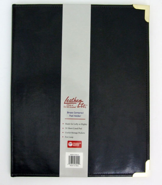 New leather 8 1/2 x 11 paper pad holder brass corners