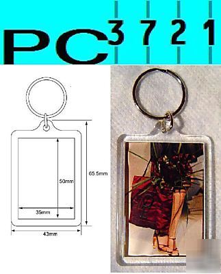 100 blank plastic keyring 50 x 35 mm insert 92033