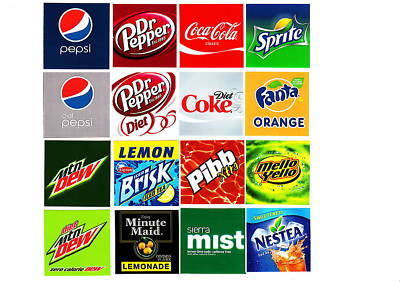 16 adhesive mid-size soda flavor label vending sticker