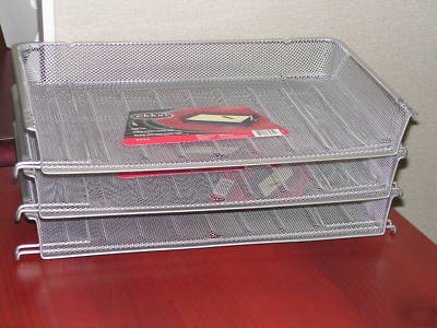 Eldon wire mesh stacking legal desk trays qty 3