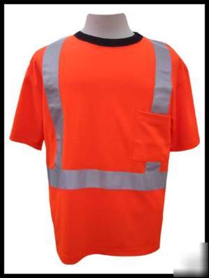 Hi-viz class 2 orange reflective stripes- t-shirt-lg