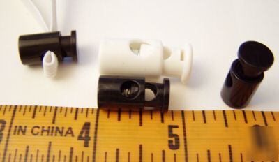 25 mini black barrel small toggles cord locks, cylinder
