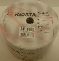 50 ritek 8X dvd-r silver matte blank media free ship 
