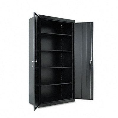 Assembled storage cabinet four adjustable shelves black