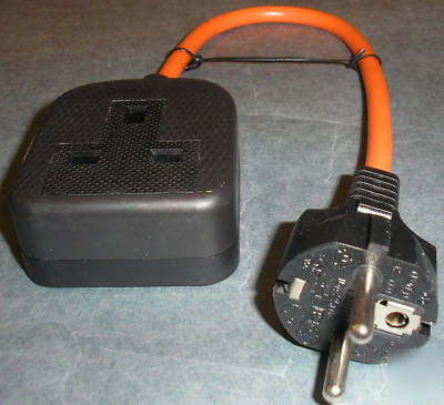 Euro schuko travel or generator adapter uk 13A 1G 35CM
