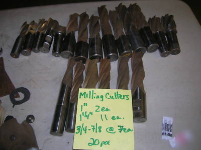 Milling cutters (various sizes inc. 1 1/4