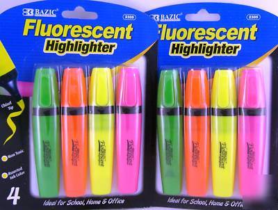 New bazic 8 ct highlighter fluorescent marker chisel hc