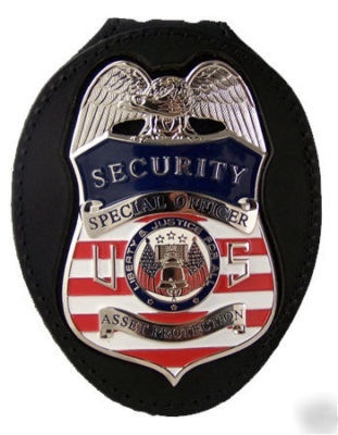 Security silver badge w/ belt clip EP103-PF716