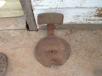 Vintage steel tractor implement seat and bracket