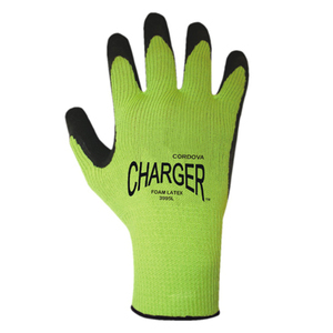 12 pair charger foam latex palm coated work glove - l
